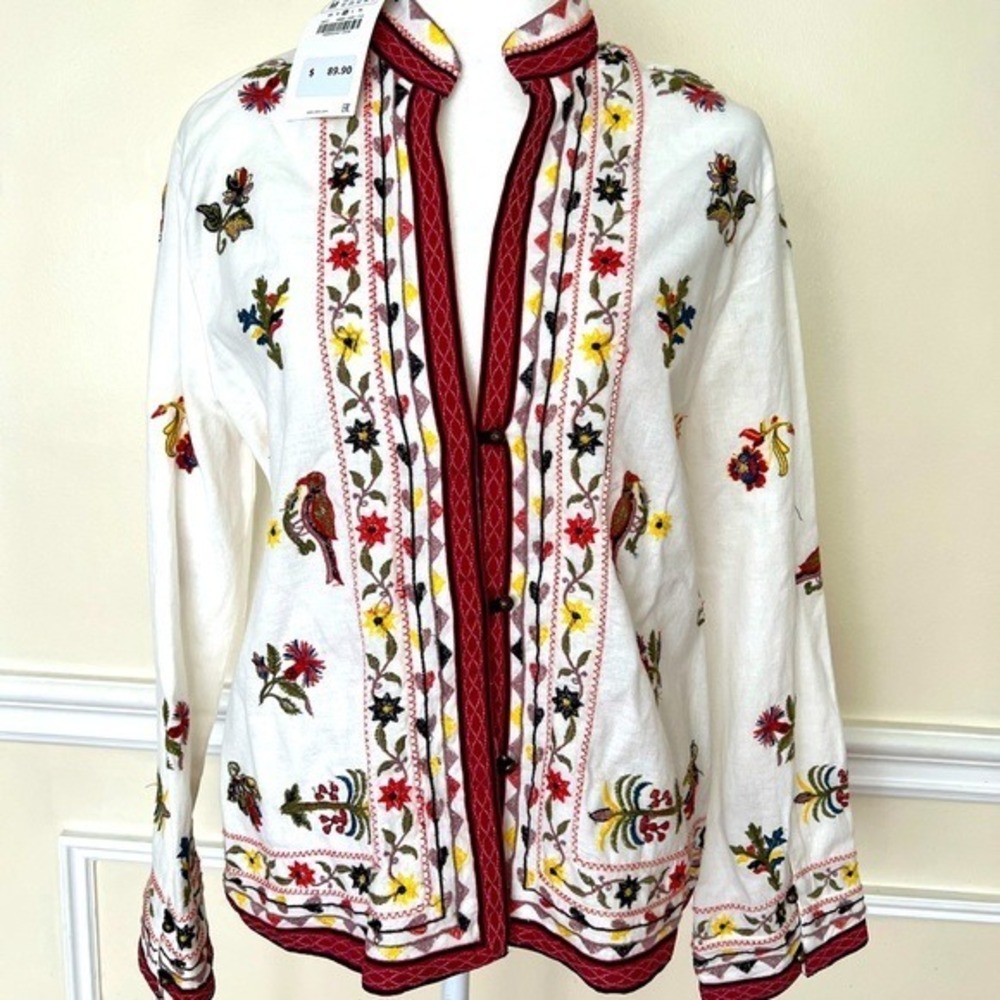 Zara women embroidered 100% cotton women jacket size M A005659